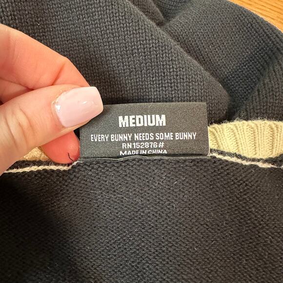 PLEASURES x Playboy Sweater Vest Vintage V-Neck Sleeveless Logo Pullover, Black - Picture 11 of 14